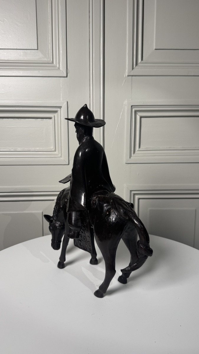 Japanese Bronze Depicting Toba On His Mule Japan, Meiji Period, Late 19th Century-photo-1
