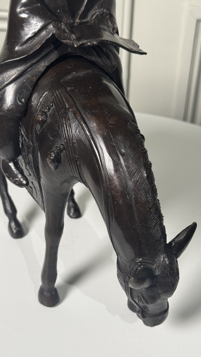 Japanese Bronze Depicting Toba On His Mule Japan, Meiji Period, Late 19th Century-photo-4