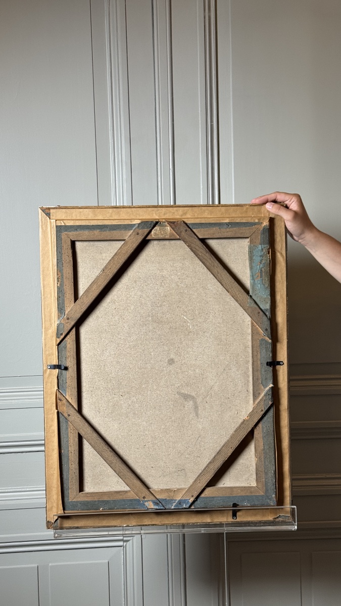 Portrait d'enfant à l'oiseau rouge  Pastel sous verre, vers 1800-photo-3