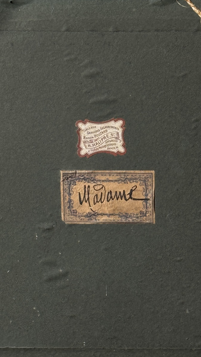 Miroir d'époque Empire en bois peint vert et bois doré-photo-1