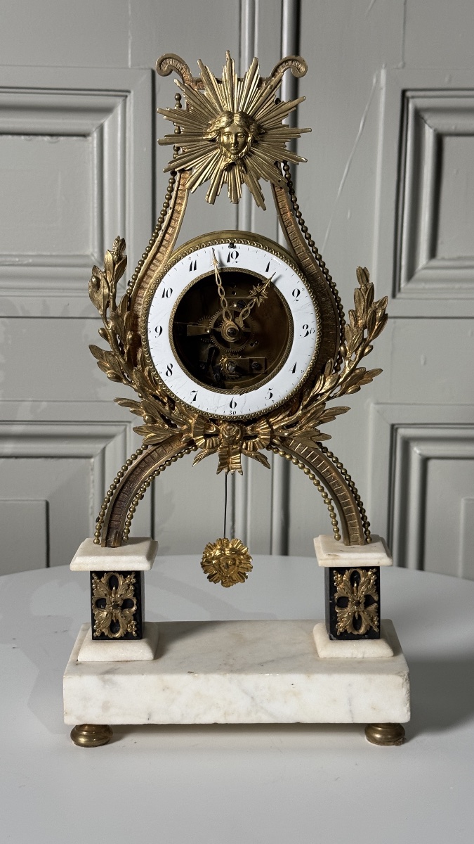 Louis XVI Skeleton Lyre Clock  Late 18th Century-photo-2