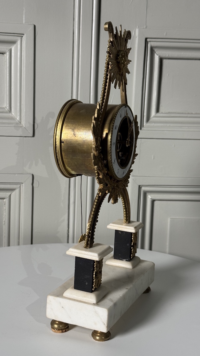 Louis XVI Skeleton Lyre Clock  Late 18th Century-photo-3