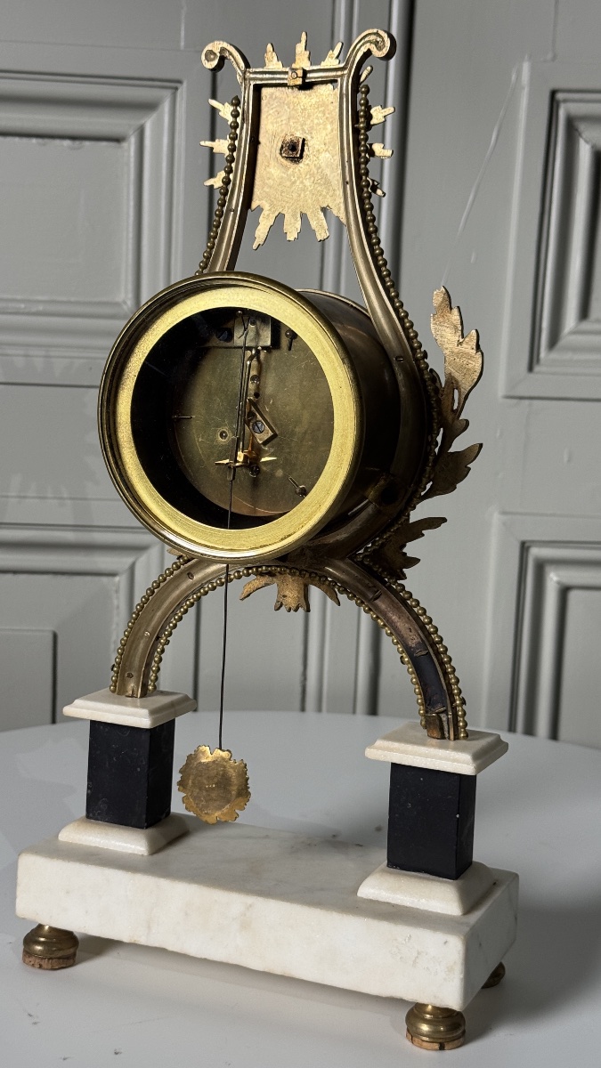 Louis XVI Skeleton Lyre Clock  Late 18th Century-photo-4