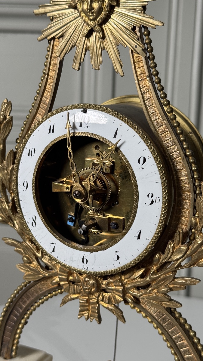 Louis XVI Skeleton Lyre Clock  Late 18th Century-photo-2