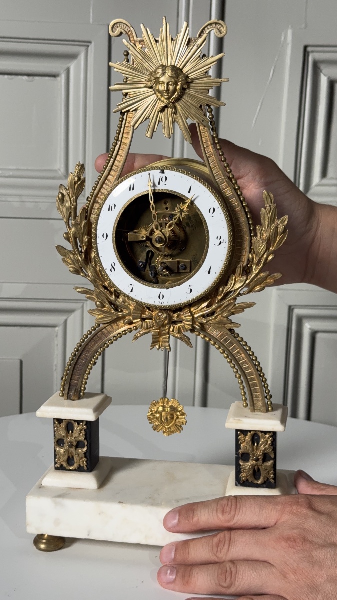 Louis XVI Skeleton Lyre Clock  Late 18th Century-photo-5