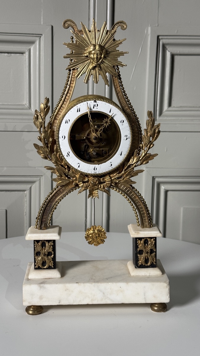 Louis XVI Skeleton Lyre Clock  Late 18th Century