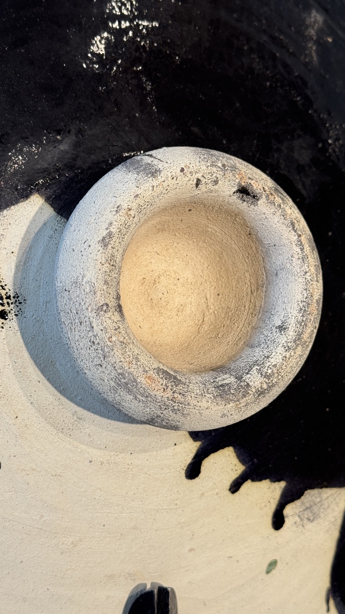 Grande coupe monumentale noire et blanche  Travail européen du XXe siècle-photo-4