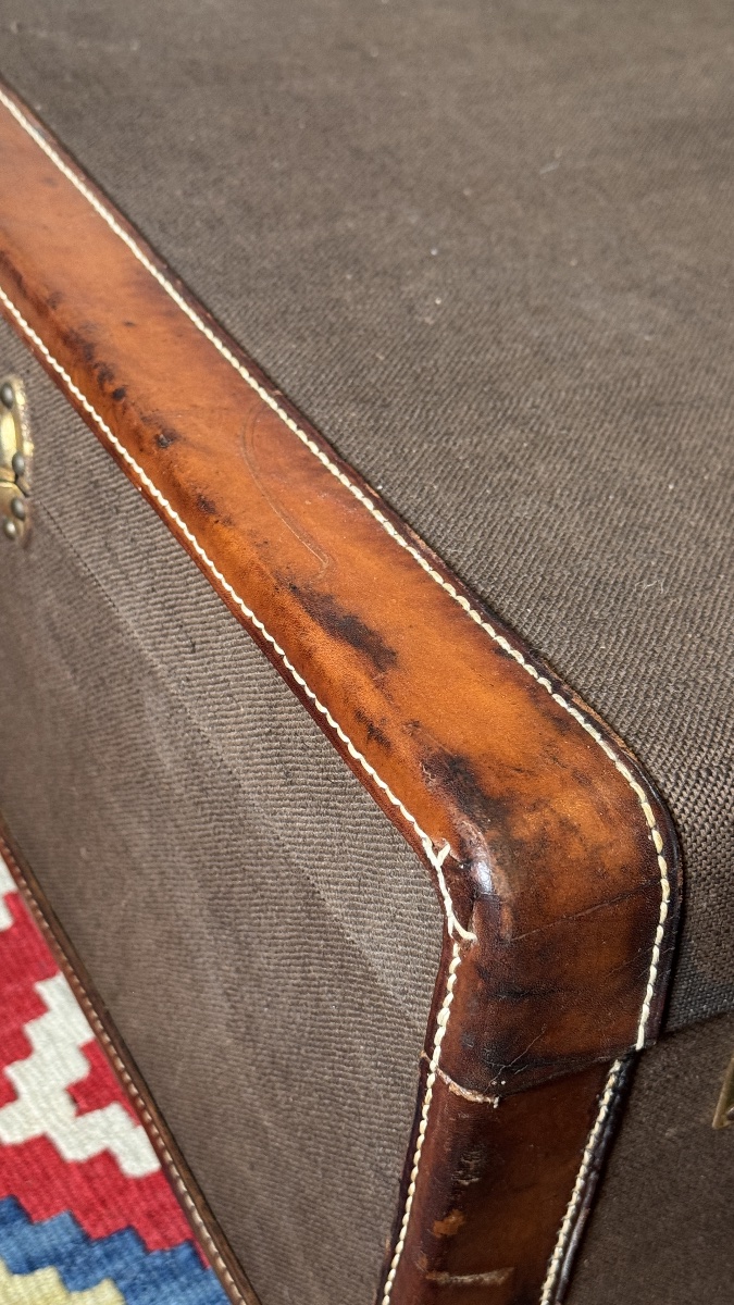 Goyard Travel Suitcase In Canvas And Leather Maison Goyard, Paris - First Half Of The 20th Century-photo-4