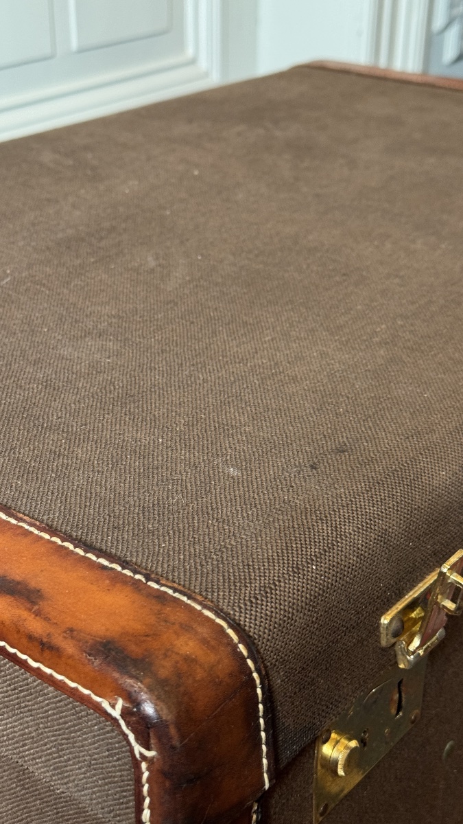 Goyard Travel Suitcase In Canvas And Leather Maison Goyard, Paris - First Half Of The 20th Century-photo-1