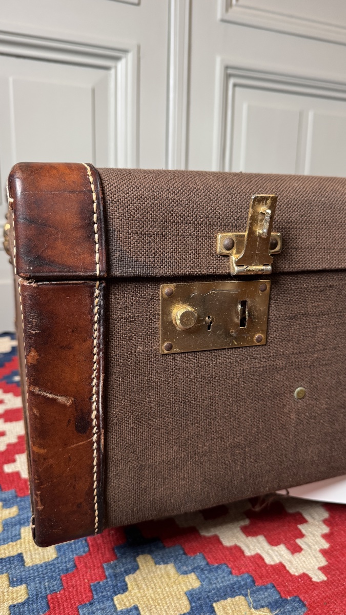 Goyard Travel Suitcase In Canvas And Leather Maison Goyard, Paris - First Half Of The 20th Century-photo-3