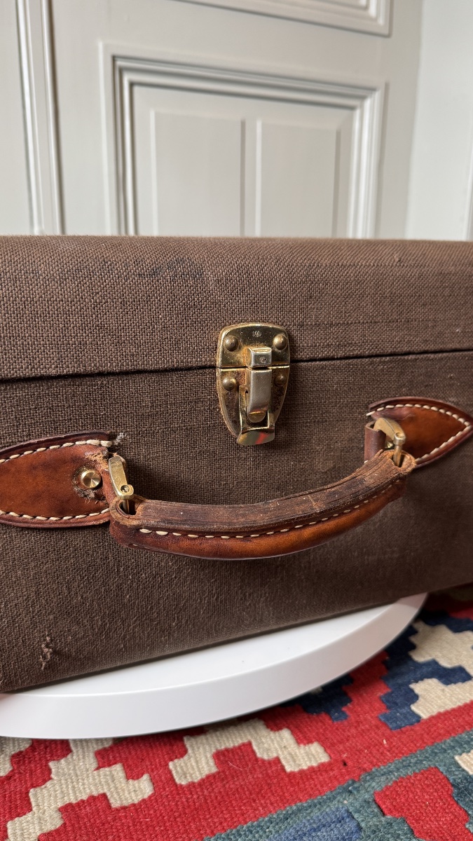 Goyard Travel Suitcase In Canvas And Leather Maison Goyard, Paris - First Half Of The 20th Century-photo-4