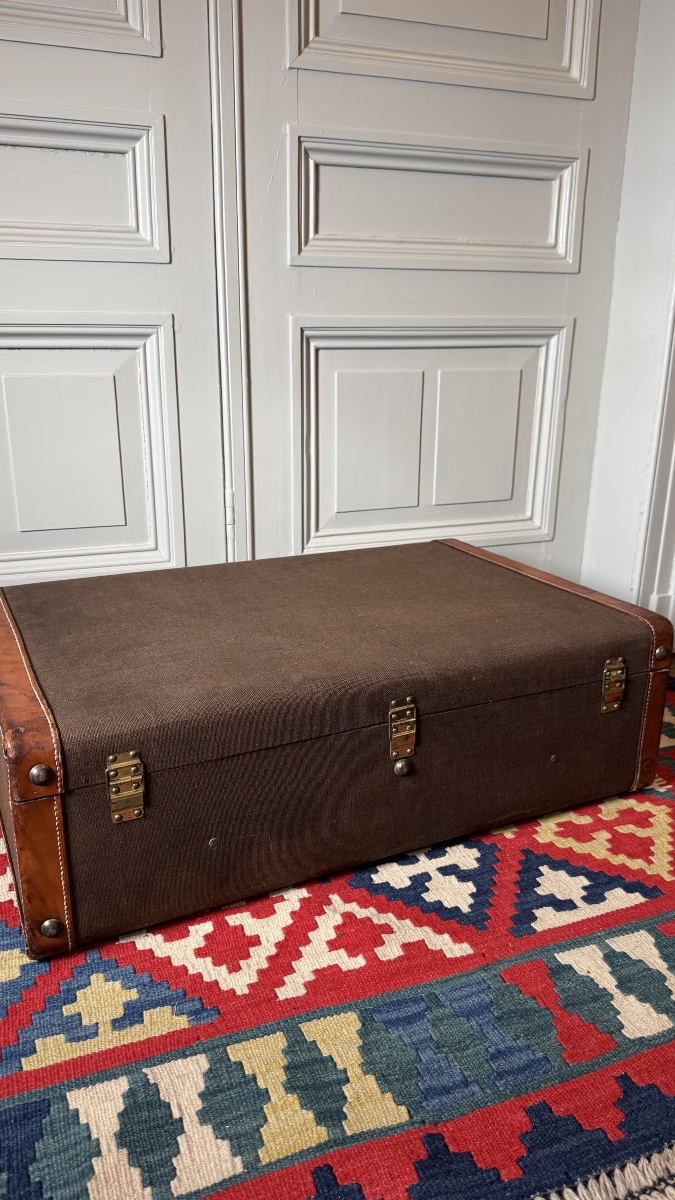 Goyard Travel Suitcase In Canvas And Leather Maison Goyard, Paris - First Half Of The 20th Century-photo-5