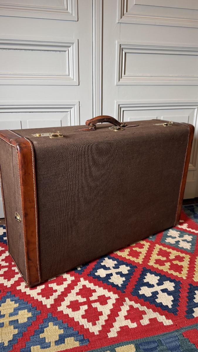 Goyard Travel Suitcase In Canvas And Leather Maison Goyard, Paris - First Half Of The 20th Century-photo-8
