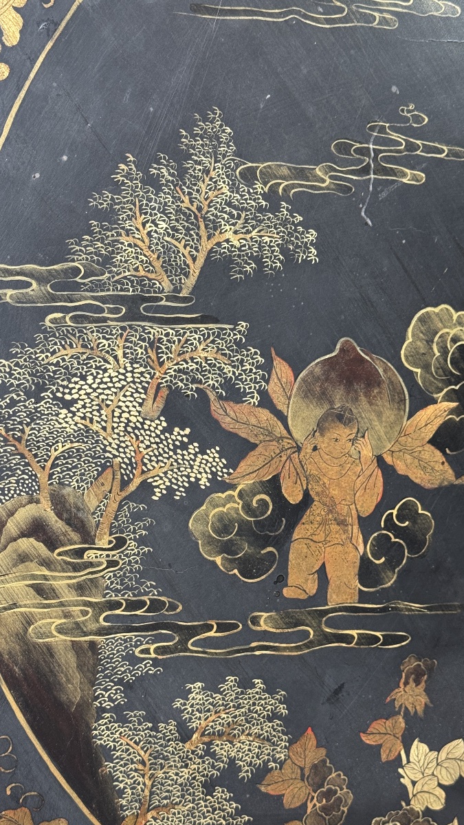 Table guéridon à plateau basculant japonisante, décor de Shoulao – Époque Napoléon III-photo-1