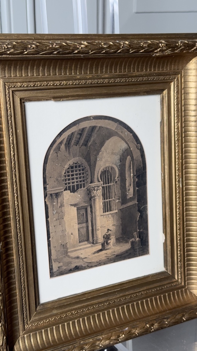 Interior Architectural View With Prisoner, French School, Late 18th Century-photo-1