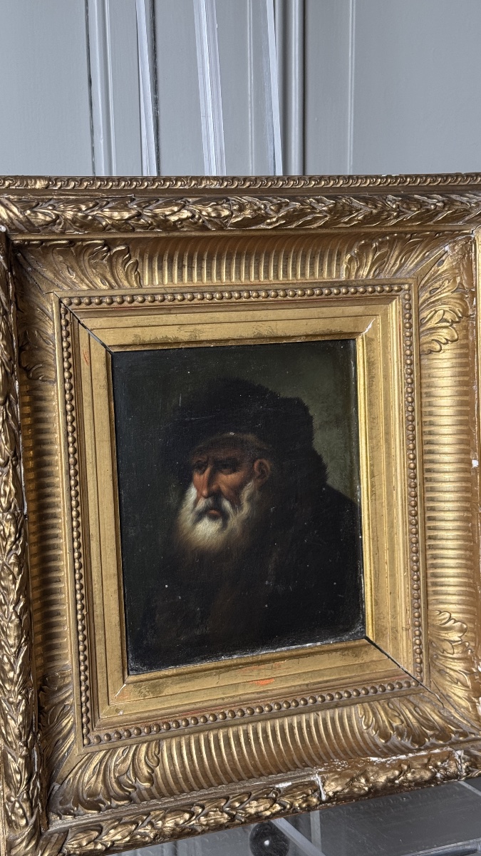 Portrait de vieillard  École du XVIIe siècle Huile sur panneau-photo-3