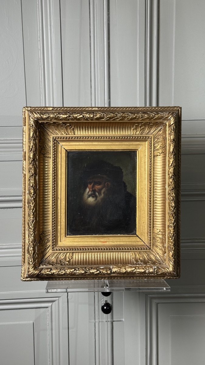 Portrait de vieillard  École du XVIIe siècle Huile sur panneau