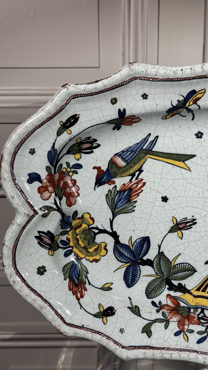 Large Rouen Faience Platter With Cornucopia Decoration  Rouen, 18th Century-photo-2