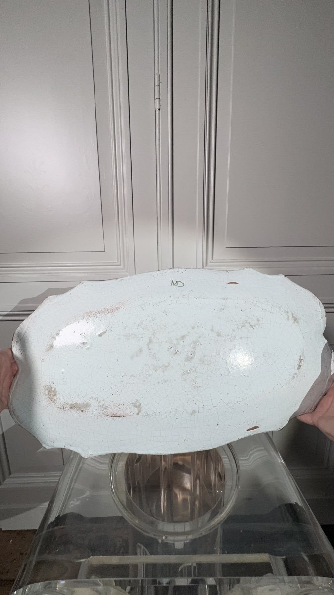Large Rouen Faience Platter With Cornucopia Decoration  Rouen, 18th Century-photo-3