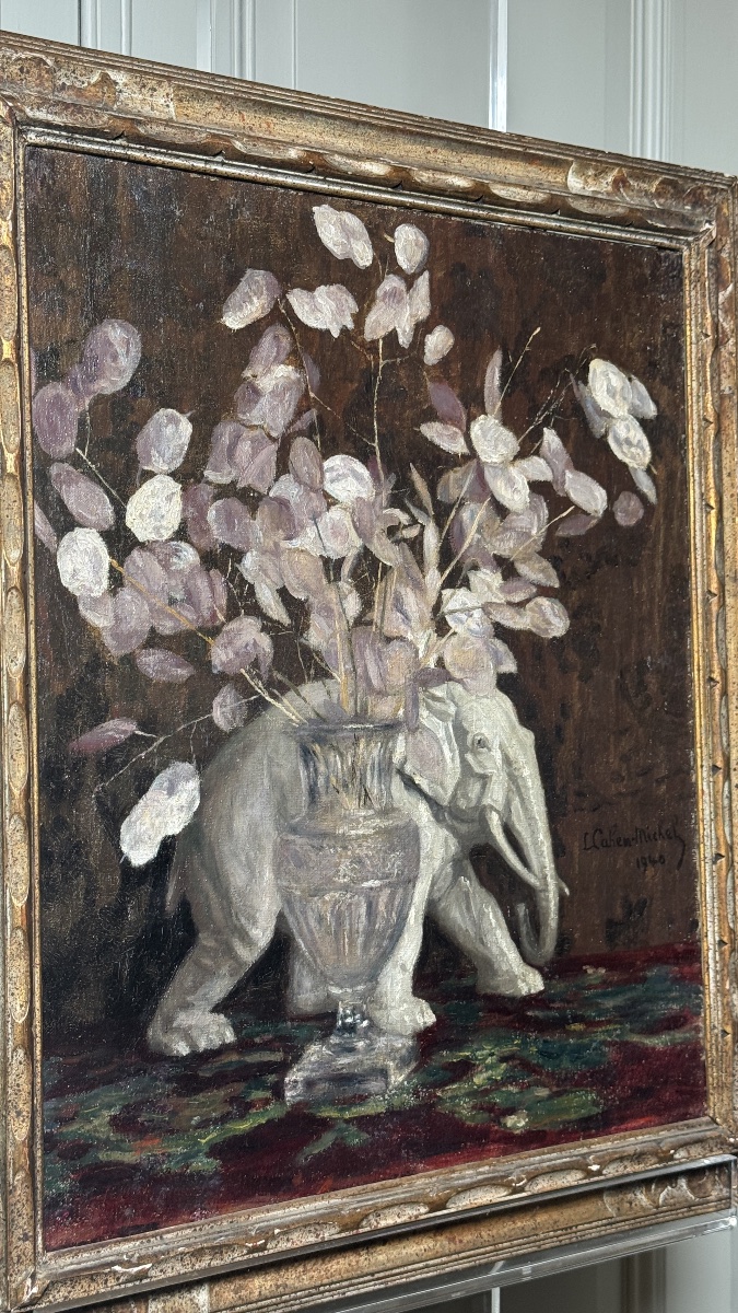 Lucien Cahen-Michel (1888-1979) Nature morte à l'éléphant et à la monnaie du pape, 1940-photo-2