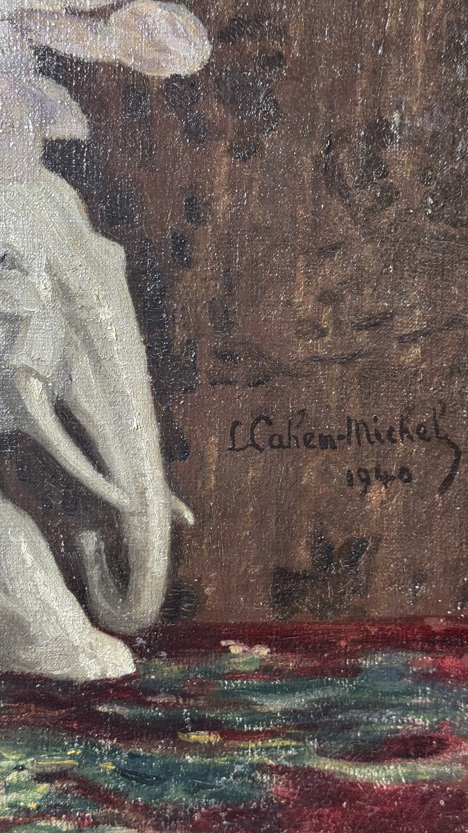 Lucien Cahen-Michel (1888-1979) Nature morte à l'éléphant et à la monnaie du pape, 1940-photo-3