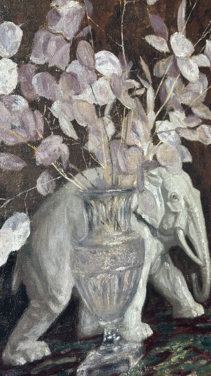 Lucien Cahen-Michel (1888-1979) Nature morte à l'éléphant et à la monnaie du pape, 1940-photo-4