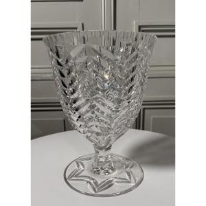 Cut Crystal Vase On A Foot – 20th Century