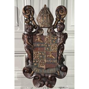 Blason en bois sculpté – XIXe siècle