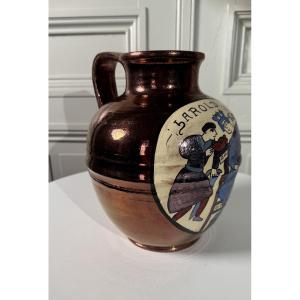 Cruche en faïence émaillé – Poterie de Bavent – Décor Tapisserie de Bayeux