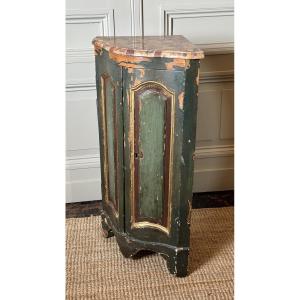 Encoignure d'époque Louis XV en bois peint et marbre brèche