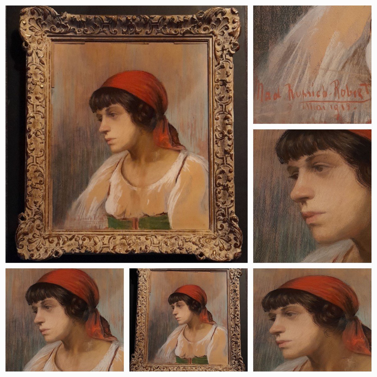 Mad. Ruprich Robert 1913 Or 1918 Young Woman With Red Scarf-photo-2