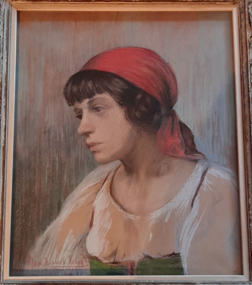 Mad. Ruprich Robert 1913 Or 1918 Young Woman With Red Scarf-photo-5