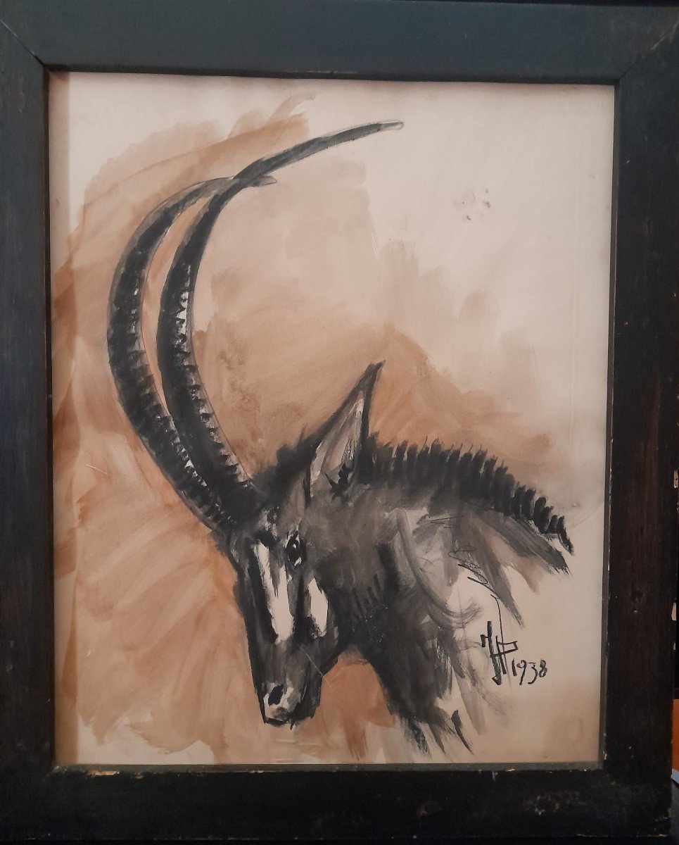Jean Poulain 1884-1904 Black Antelope Head 1938
