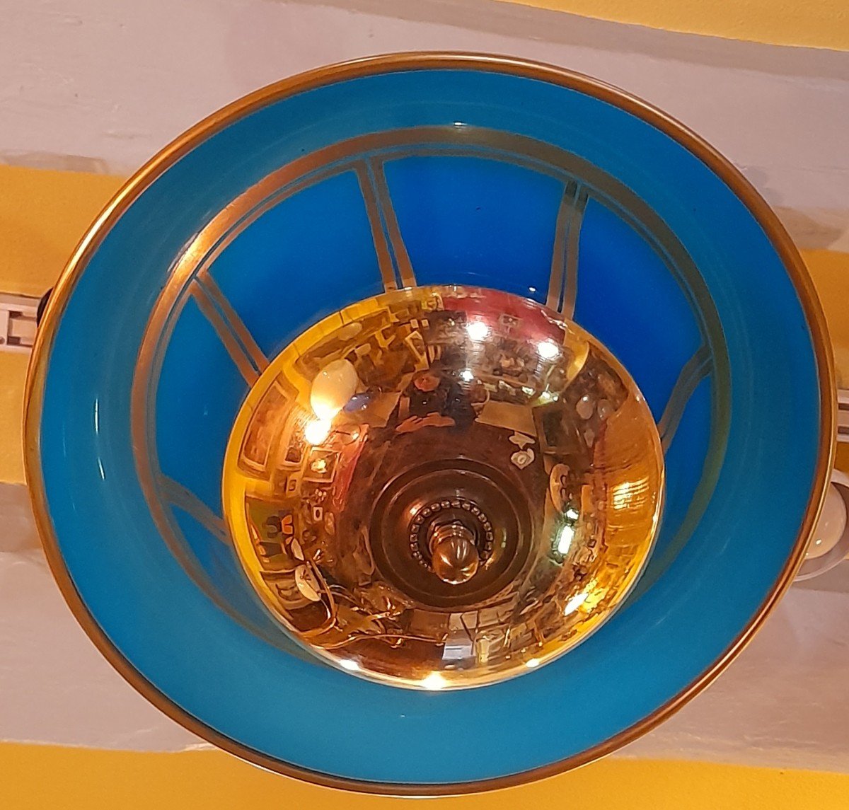 Blue Opaline Glass Globe For Bronze Mounted Pendant-photo-2