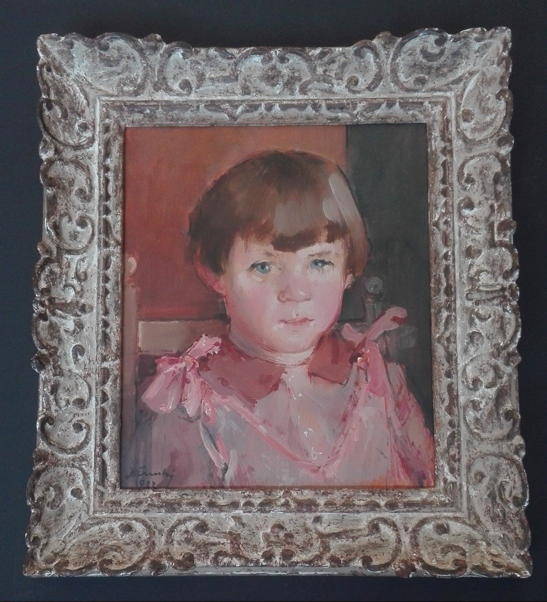 Portrait Of A Young Boy Painted On Panel 1932-photo-3