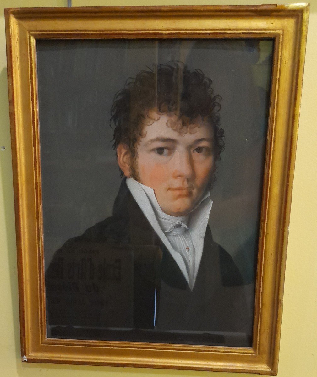 Pastel Portrait Young Man Early 19th Century-photo-2