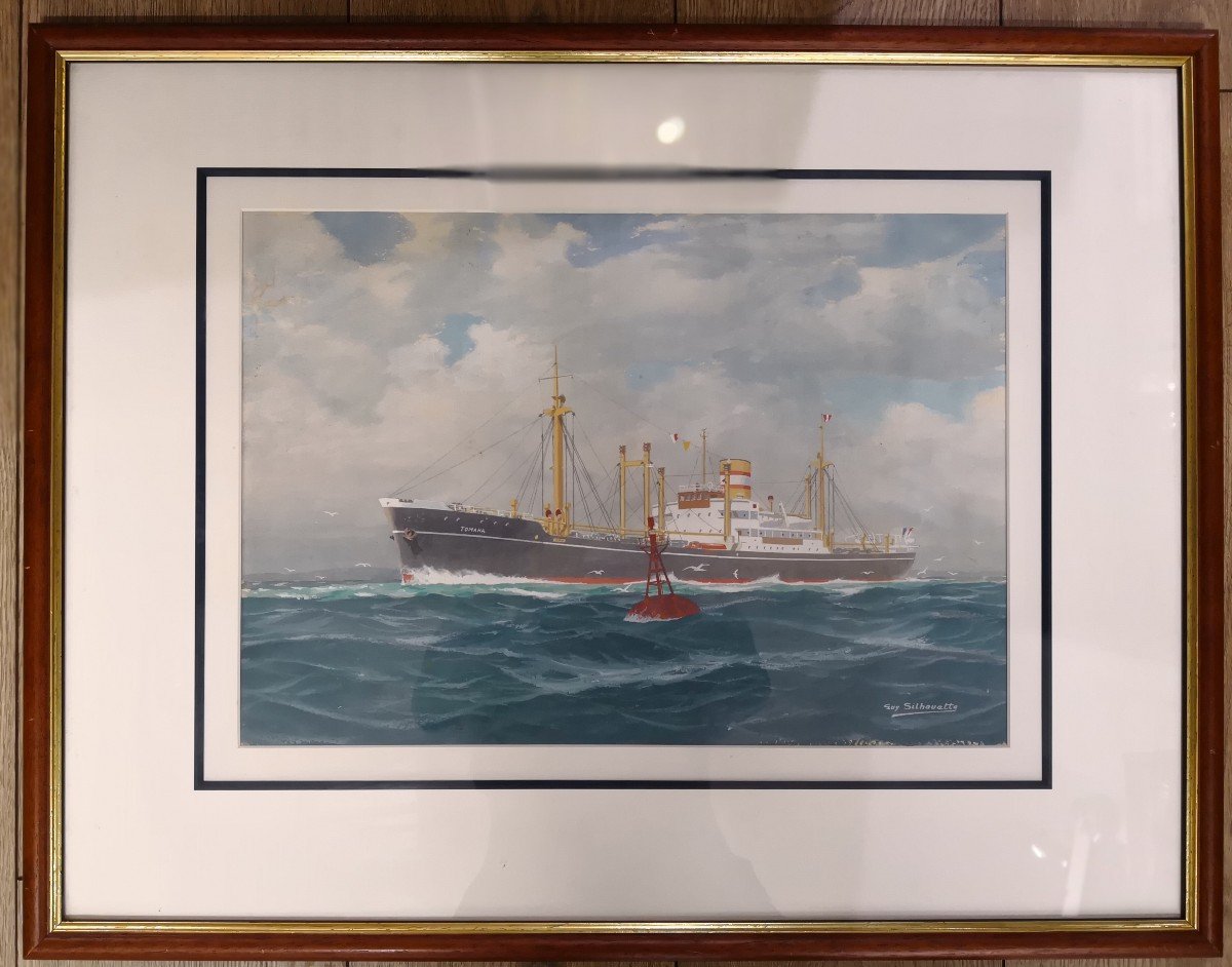 Pastel By Guy Silhouette - Boat  "tomaha"