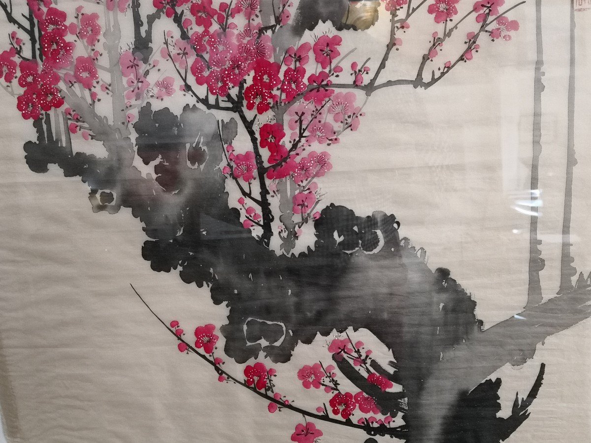 Chine - Suzhou - Peinture Sur Soie - Pommiers En Fleurs-photo-3