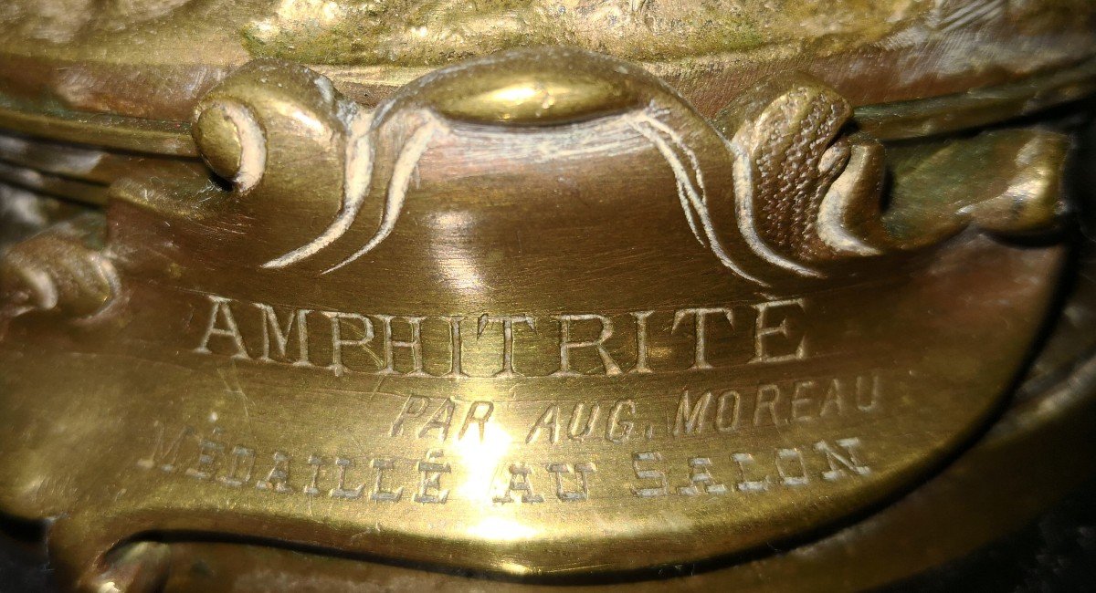 Auguste Moreau (1834-1917) - Sculpture En Bronze Doré - "amphitrite"-photo-3