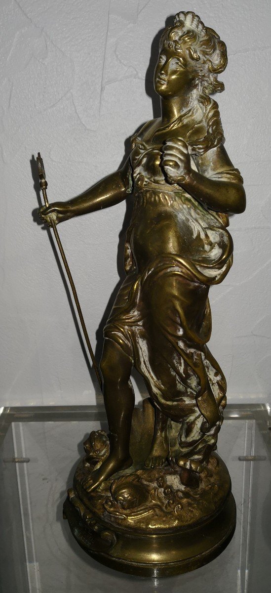 Auguste Moreau (1834-1917) - Sculpture En Bronze Doré - "amphitrite"-photo-1