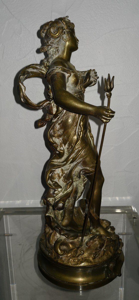 Auguste Moreau (1834-1917) - Sculpture En Bronze Doré - "amphitrite"-photo-4