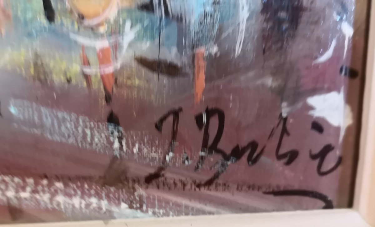 Huile Sur Toile De J Bertie - XX - Paris "les Bouquinistes"-photo-2