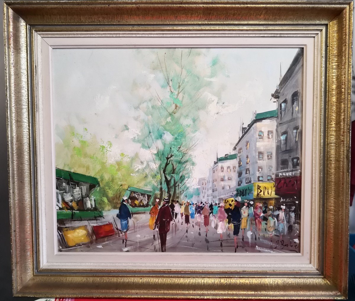 Huile Sur Toile De J Bertie - XX - Paris "les Bouquinistes"
