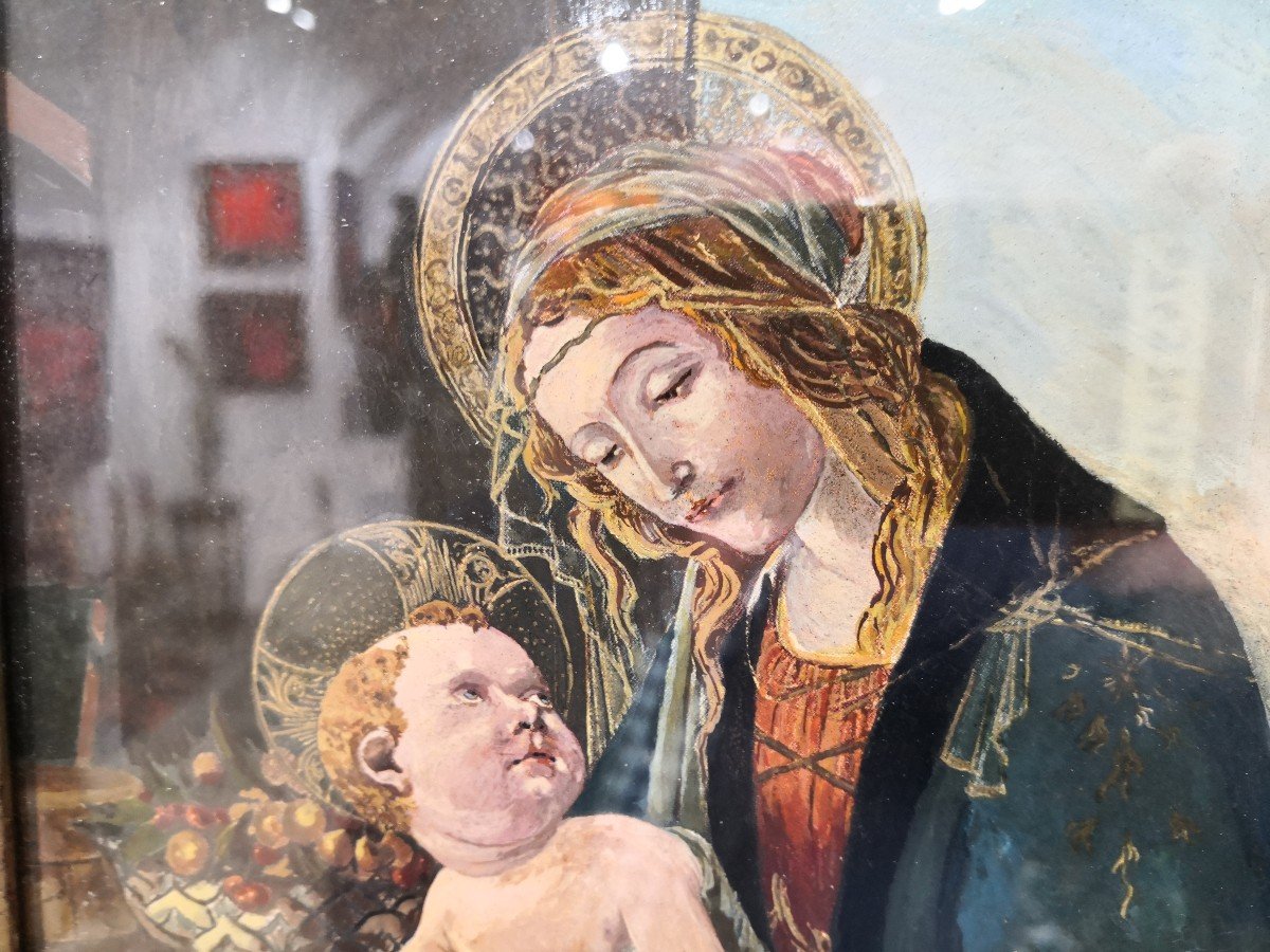 Virgin And Child After Botticelli, Oil Enhanced Reproduction -photo-4