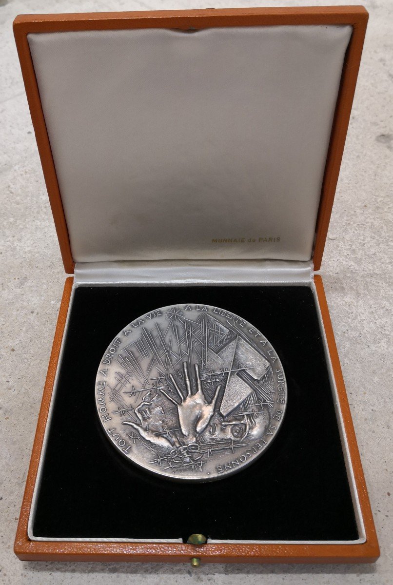 Médaille Argent - XX Eme Anniversaire De La Déclaration Des Droits De l'Homme-photo-3