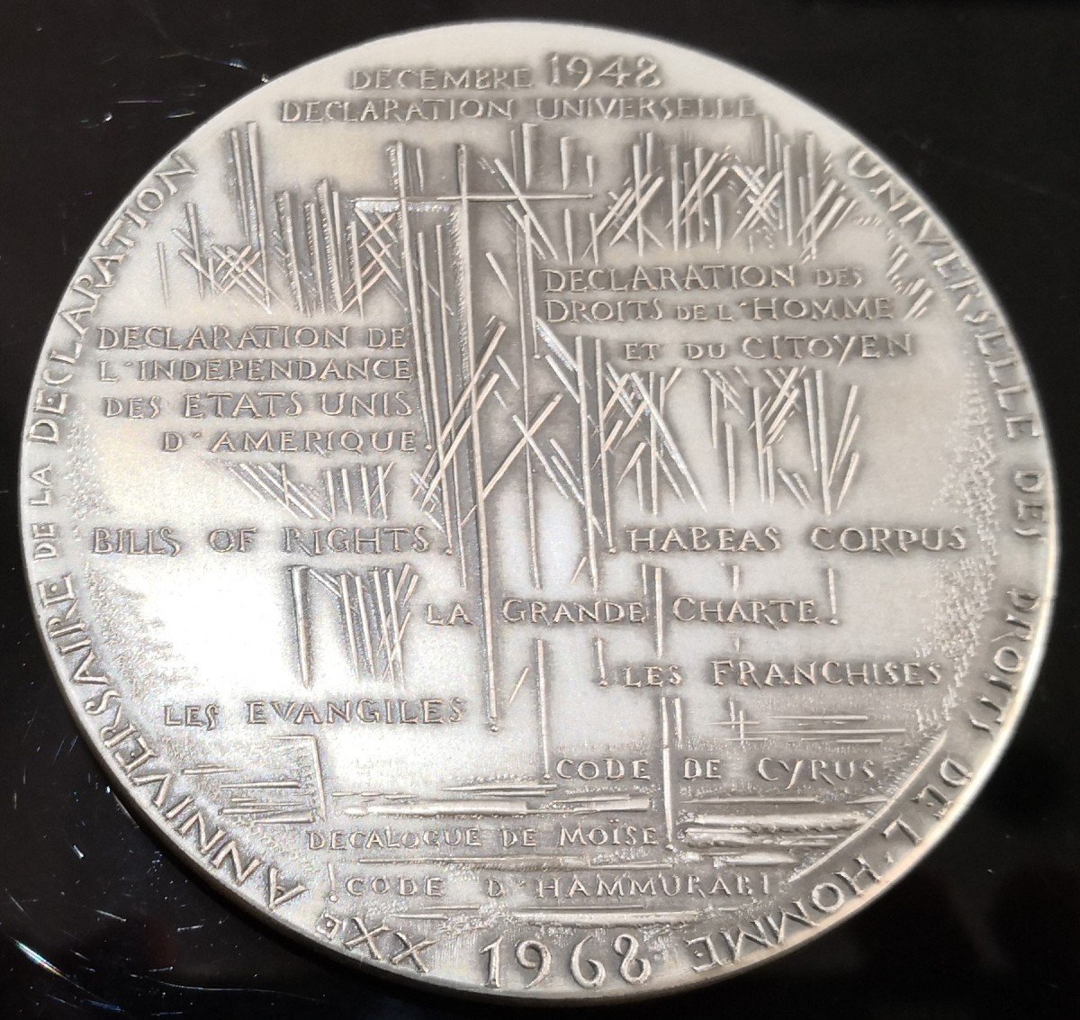 Médaille Argent - XX Eme Anniversaire De La Déclaration Des Droits De l'Homme-photo-4