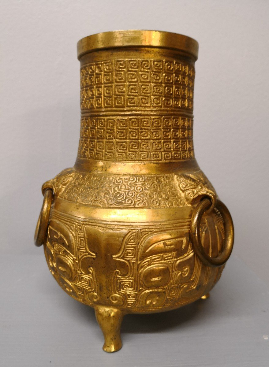 Fonderie Susse Frères  Depuis 1758 - Vase Tripode En Bronze Doré