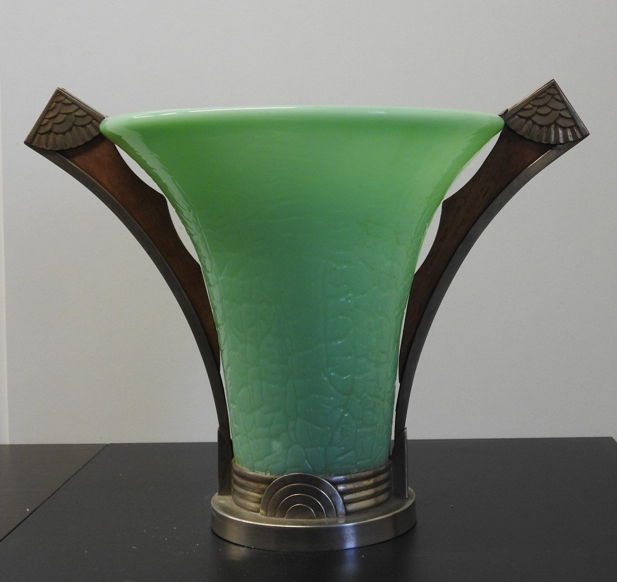 Vase Art Deco En Verre Celadon