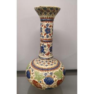 Vase En Céramique Et Emaux Cloisonnés Iznik 