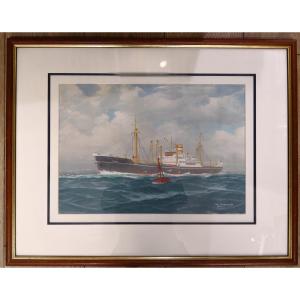 Pastel By Guy Silhouette - Boat  "tomaha"